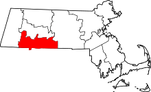 Map of Massachusetts highlighting Hampden County