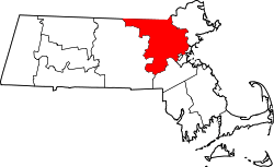 State map highlighting Middlesex&#32;County