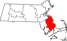 State map highlighting Plymouth&#32;County