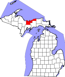 State map highlighting Alger&#32;County