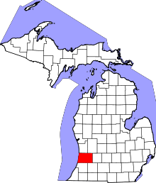 State map highlighting Allegan&#32;County