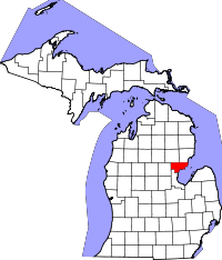 State map highlighting Arenac&#32;County
