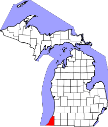 State map highlighting Berrien&#32;County