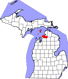 State map highlighting Charlevoix&#32;County