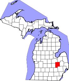 State map highlighting Genesee&#32;County