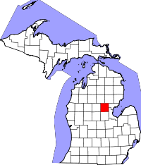 State map highlighting Gladwin&#32;County
