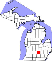 State map highlighting Ingham&#32;County