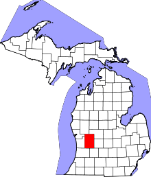 Map of Michigan highlighting Kent County