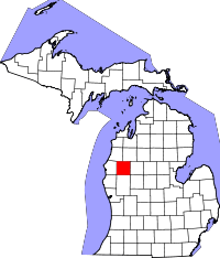 Map of Michigan highlighting Lake County