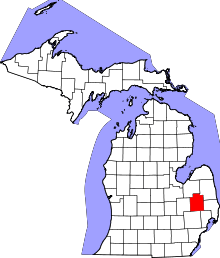 State map highlighting Lapeer&#32;County