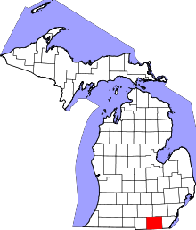 State map highlighting Lenawee&#32;County