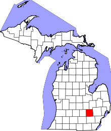 Map of Michigan highlighting Livingston County