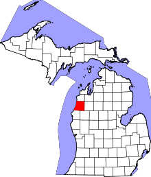State map highlighting Manistee&#32;County