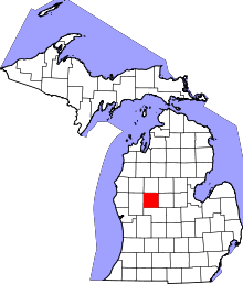 State map highlighting Mecosta&#32;County