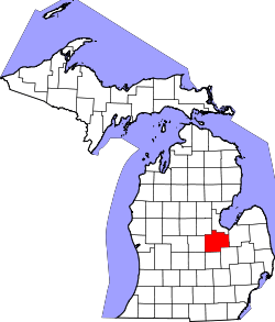 State map highlighting Saginaw&#32;County