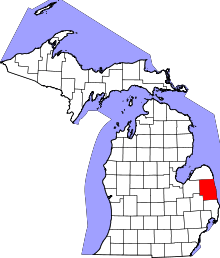 State map highlighting Sanilac&#32;County