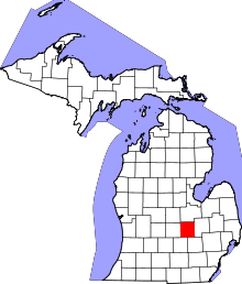 State map highlighting Shiawassee&#32;County