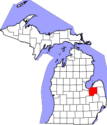 State map highlighting Tuscola&#32;County