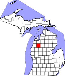 Map of Michigan highlighting Wexford County