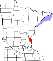 State map highlighting Chisago&#32;County