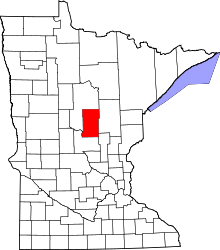 State map highlighting Crow Wing&#32;County