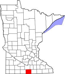 State map highlighting Faribault&#32;County