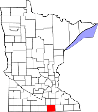 State map highlighting Freeborn&#32;County