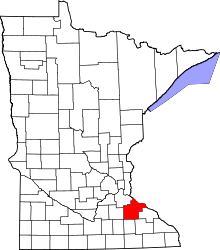 State map highlighting Goodhue&#32;County