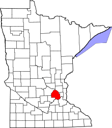 State map highlighting Hennepin&#32;County