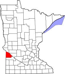 State map highlighting Lac qui Parle&#32;County