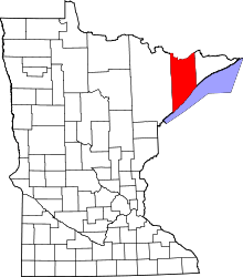 Map of Minnesota highlighting Lake County