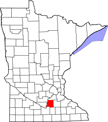 State map highlighting Le Sueur&#32;County