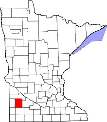 Map of Minnesota highlighting Lyon County