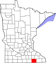 State map highlighting Mower&#32;County
