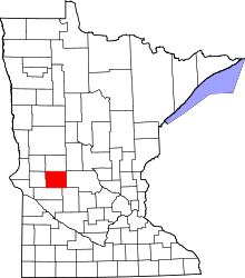 Map of Minnesota highlighting Pope County