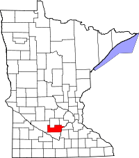 State map highlighting Sibley&#32;County