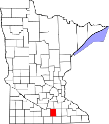 State map highlighting Waseca&#32;County