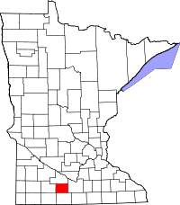 Map of Minnesota highlighting Watonwan County