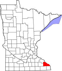 State map highlighting Winona&#32;County