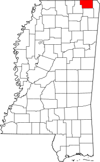 State map highlighting Alcorn&#32;County