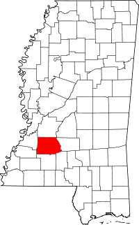 State map highlighting Copiah&#32;County