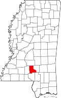 State map highlighting Jefferson Davis&#32;County