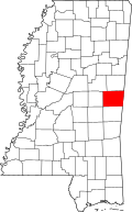 State map highlighting Kemper&#32;County