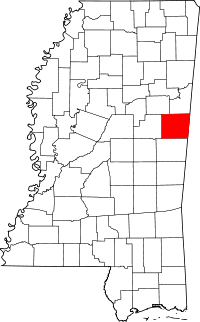 State map highlighting Noxubee&#32;County