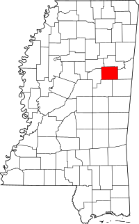 State map highlighting Oktibbeha&#32;County