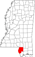 State map highlighting Pearl River&#32;County