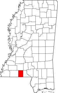 Map of Mississippi highlighting Pike County
