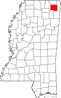 State map highlighting Prentiss&#32;County