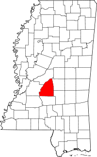 Map of Mississippi highlighting Rankin County
