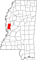 State map highlighting Sharkey&#32;County